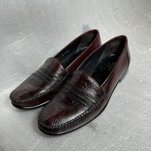 NICE Stuart McGuire Men’s 11 D Crocodile Print Loafers Burgundy Dress Shoes - Picture 1 of 9